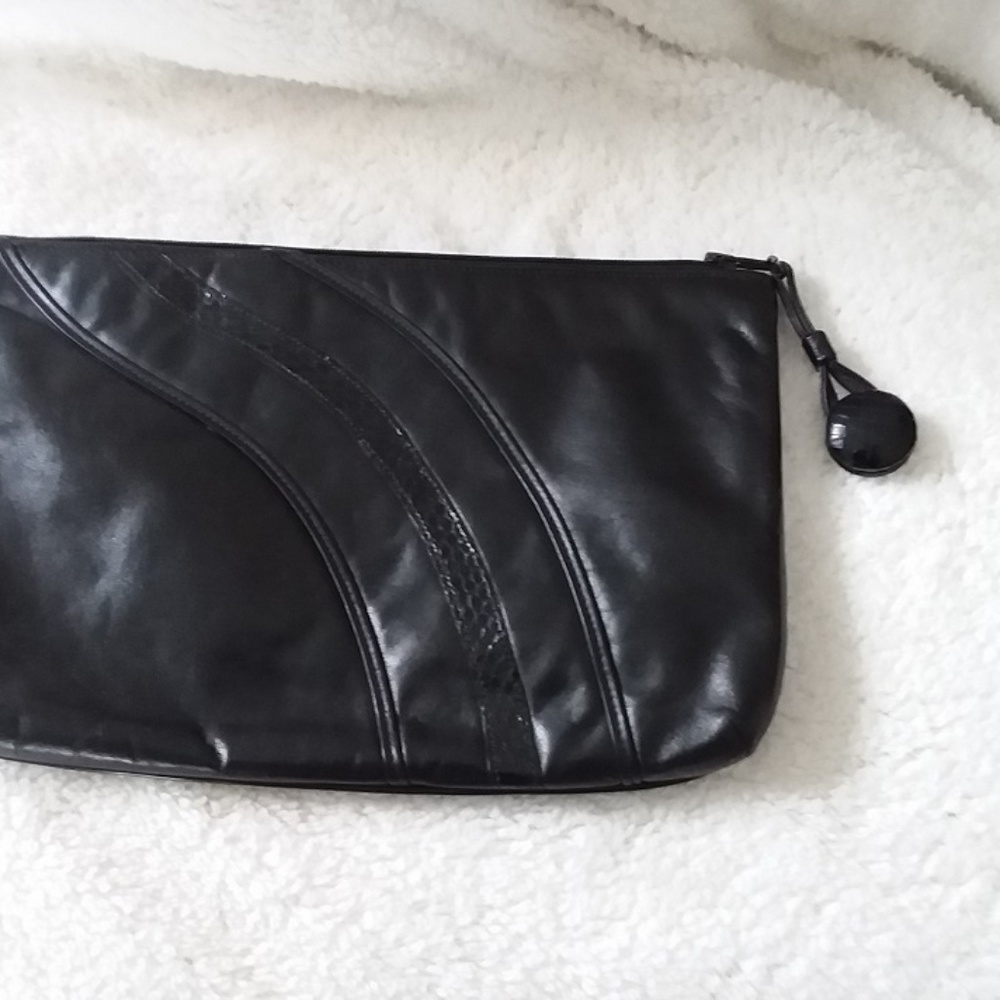 Striking, Vintage, Black Leather Clutch
